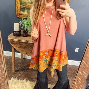 Striped and floral tank top